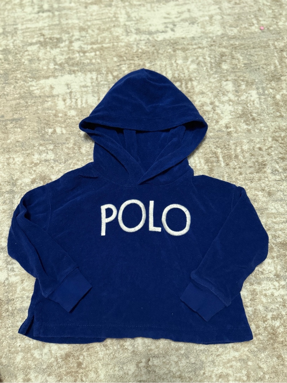 Polo by Ralph Lauren Kids Navy Blue Logo Terry Cropped Hoodie size 3T